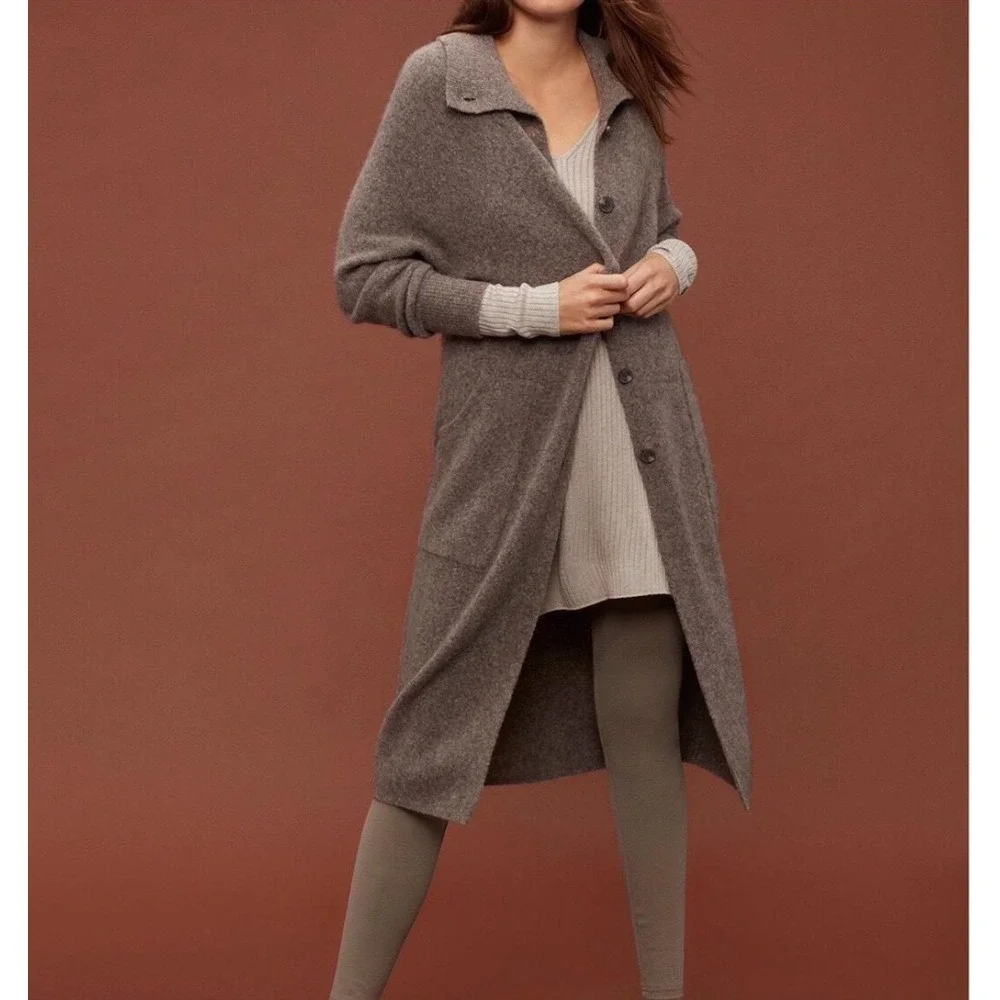 Babaton Aritzia Alpaca Wool Blend Longline Coat‎ Taupe Gray Size S
